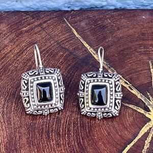 Black Onyx Earrings in Sterling Silver Bohemian Jewelry